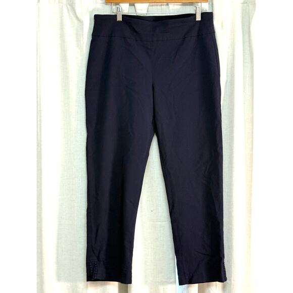 Crown & Ivy Navy Stretch Pants with Embellishment at Ankle - Picture 1 of 4